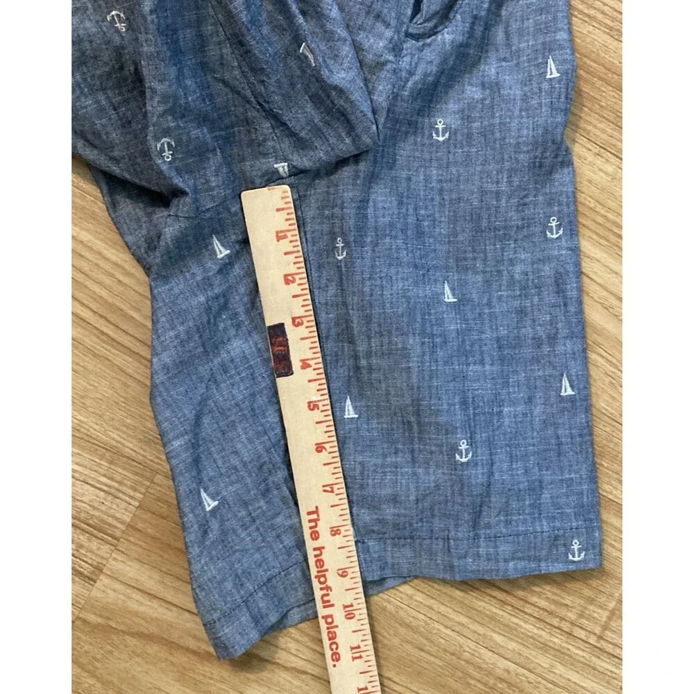 Banana Republic Aiden Shorts Men's 36 Blue Sailboat Anchor Beach Cotton Chino
